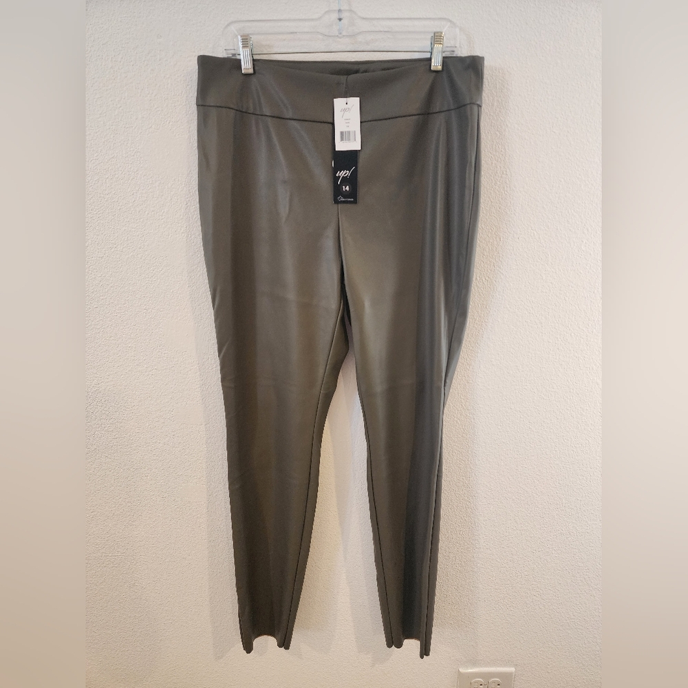 Up! Cananda Taupe Faux Leather Legging Pants NWT Size 14
